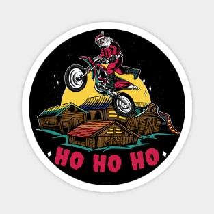 Motocross Santa Claus Making a Bike Jump Magnet